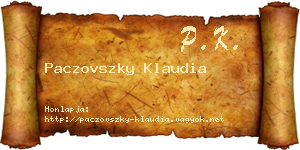 Paczovszky Klaudia névjegykártya